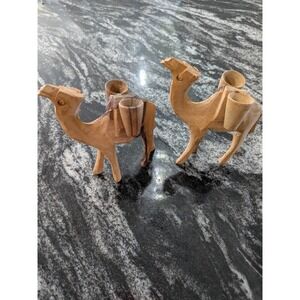 Vintage Olive Wood Camel‎ with Saddle Hand Carved in the Holy Land Bethlehem